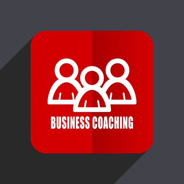 Business coaching design piatto icona vettoriale web. Segno quadrato rosso su sfondo grigio in eps 10 . — Vettoriale Stock