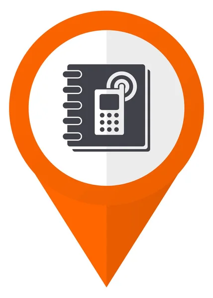 Icône vectorielle pointeur orange Phonebook en eps 10 isolé sur fond blanc . — Image vectorielle