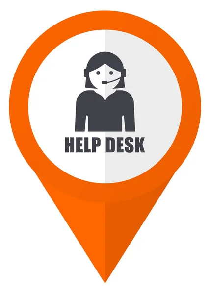 Help desk arancione puntatore vettoriale icona in eps 10 isolato su sfondo bianco . — Vettoriale Stock