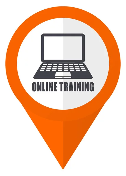 On line training oranje pictogram vector in EPS-10 geïsoleerd op witte achtergrond. — Stockvector