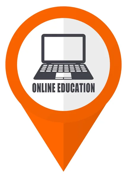 Online onderwijs oranje vector muisaanwijzer in EPS-10 geïsoleerd op witte achtergrond. — Stockvector