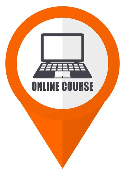 Online course orange pointer vector icon in eps 10 isolated on white background. — Stock Vector