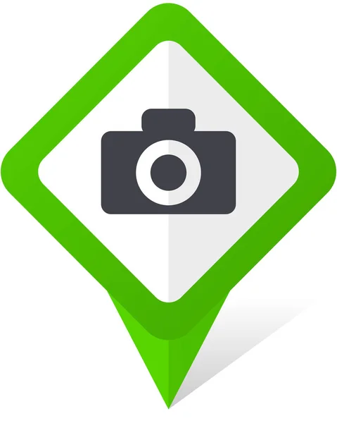 Groene vierkante muisaanwijzer vector camerapictogram in EPS-10 op witte achtergrond met schaduw. — Stockvector