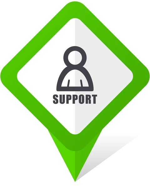 Podpora zelený čtvercový ukazatel vektorové ikony v eps 10 na bílém pozadí se stínem. — Stockový vektor