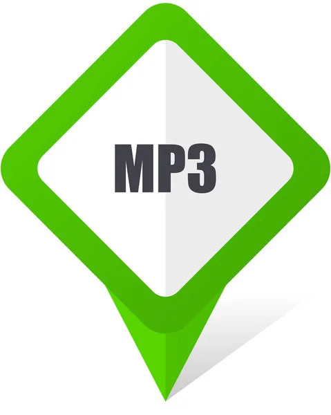 MP3 groene vierkante vector muisaanwijzer in EPS-10 op witte achtergrond met schaduw. — Stockvector