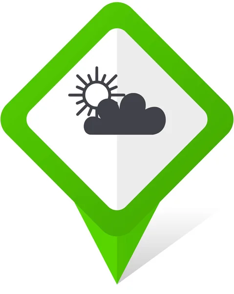 Cloud green square pointer vector icon in eps 10 on white background with shadow. — Stock Vector