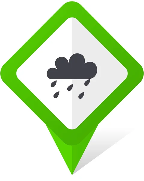 Icona del vettore puntatore quadrato verde pioggia nei passaggi 10 su sfondo bianco con ombra . — Vettoriale Stock