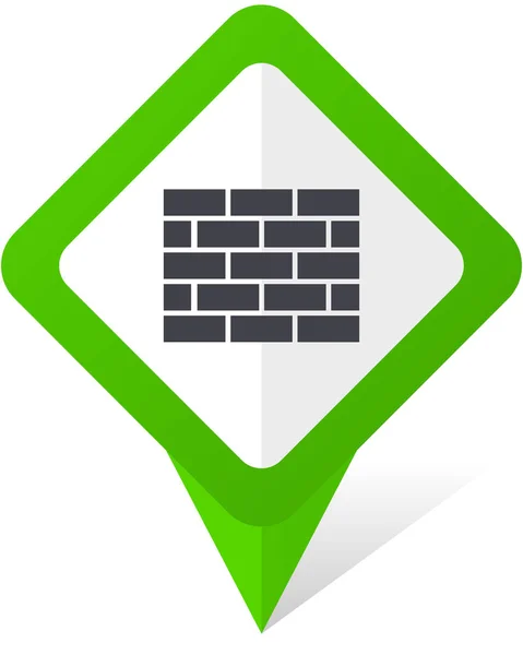 Firewall verde icono de vector puntero cuadrado en eps 10 sobre fondo blanco con sombra . — Archivo Imágenes Vectoriales