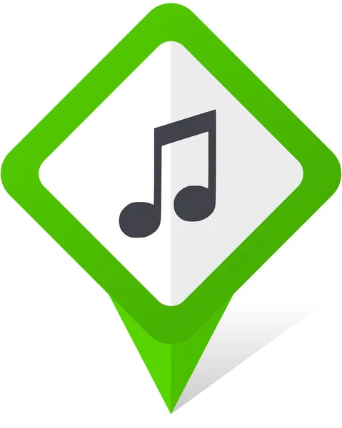 그림자와 함께 흰색 바탕에 eps 10에에서 음악 녹색 사각형 포인터 벡터 아이콘. — 스톡 벡터