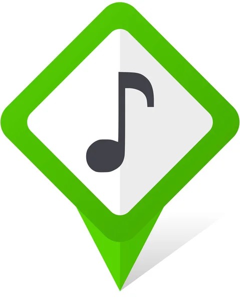 Музика зелений квадратний вказівник Векторна піктограма в eps 10 на білому тлі з тіні . — стоковий вектор