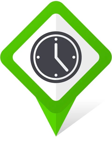 Groene vierkante muisaanwijzer vector tijdpictogram in EPS-10 op witte achtergrond met schaduw. — Stockvector