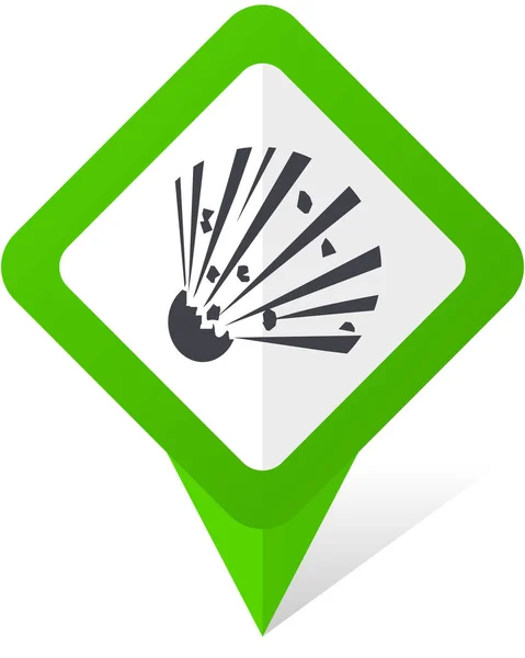 Bomb green square pointer icon in eps 10 on white background with shadow . — стоковый вектор