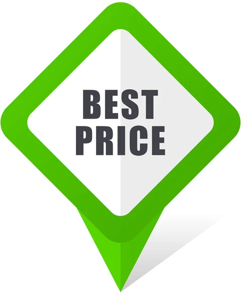 Melhor preço verde quadrado ponteiro vetor ícone no eps 10 no fundo branco com sombra . — Vetor de Stock