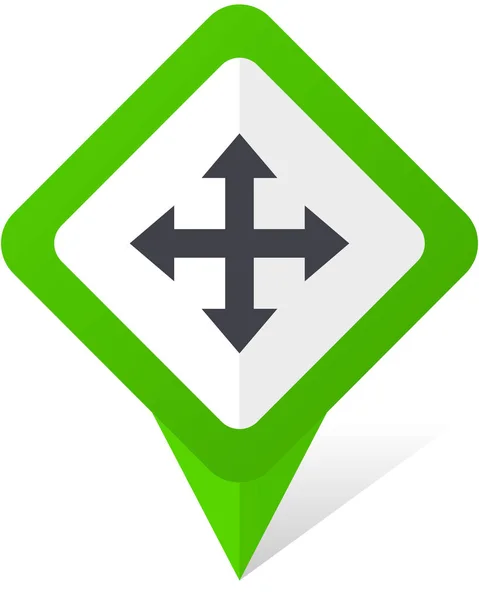 Arrow zelený čtvercový ukazatel vektorové ikony v eps 10 na bílém pozadí se stínem. — Stockový vektor