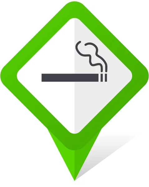 Cigaretta zöld négyzet alakú mutató vektor ikon-ban eps 10 a fehér háttér, árnyék. — Stock Vector