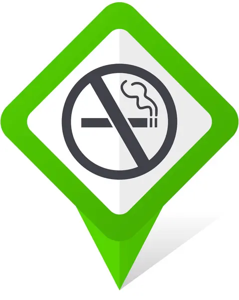 Geen rookvrije groene vierkante muisaanwijzer vector pictogram in EPS-10 op witte achtergrond met schaduw. — Stockvector
