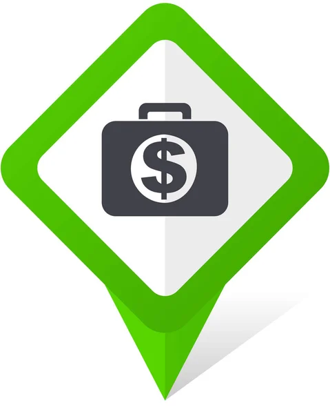 Icono de vector de puntero cuadrado verde financiero en eps 10 sobre fondo blanco con sombra . — Archivo Imágenes Vectoriales
