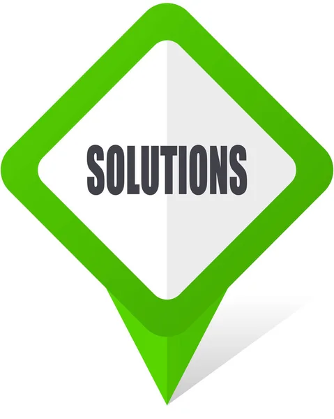 Solutions icône vectorielle pointeur carré vert en eps 10 sur fond blanc avec ombre . — Image vectorielle