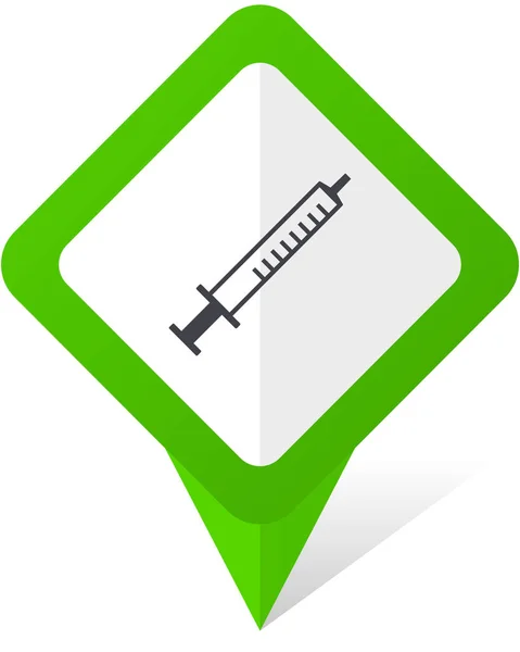 Medicina verde icono de vector puntero cuadrado en eps 10 sobre fondo blanco con sombra . — Archivo Imágenes Vectoriales