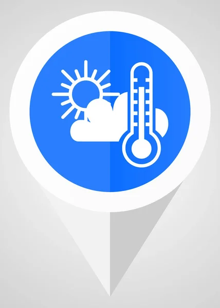 Previsioni meteo icona vettoriale. Puntatore web bianco e blu in eps 10 per applicazioni di webdesign e smartphone — Vettoriale Stock
