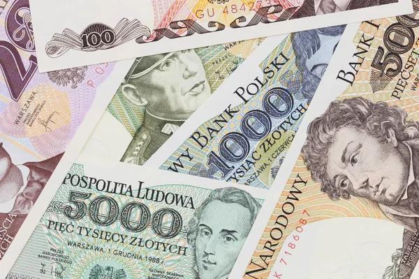 Старые польские банкноты закрываются в студии. PRL money zloty . — стоковое фото