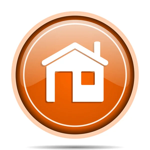 Casa laranja redonda ponteiro web e ícone do vetor do telefone móvel no eps 10 no fundo branco com sombra — Vetor de Stock