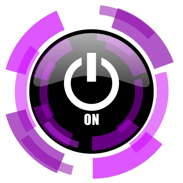 Macht op roze violet moderne ontwerp vector web en smartphone pictogram. Ronde knop in eps 10 geïsoleerd op witte achtergrond. — Stockvector