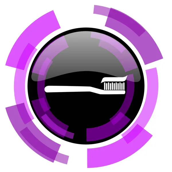 Tandenborstel roze violet moderne ontwerp vector web en smartphone pictogram. Ronde knop in eps 10 geïsoleerd op witte achtergrond. — Stockvector