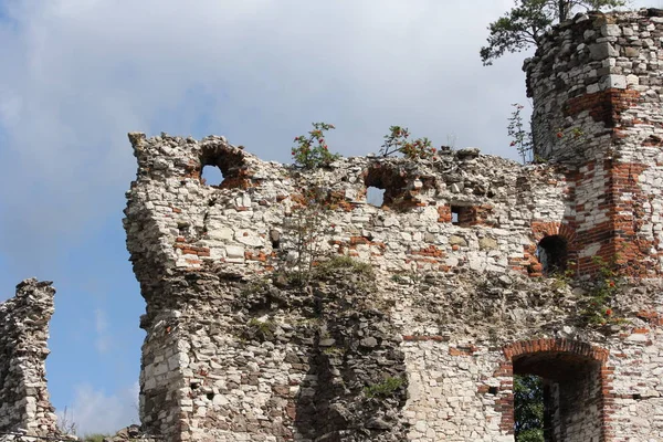 Teil der zerstörten Mauer der Burg Rudno bei Krakau in Polen — Stockfoto