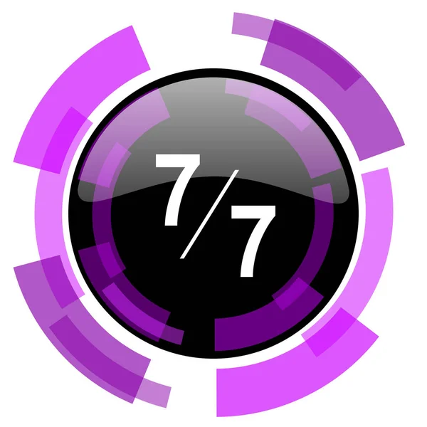 7每7粉红紫罗兰现代设计矢量网络和智能手机图标 Eps 上的圆形按钮在白色背景上隔离 — 图库矢量图片