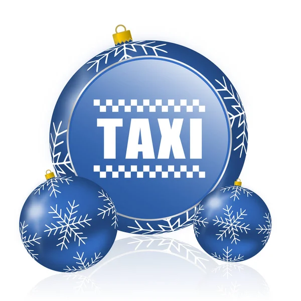 Taxi Blue Christmas Balls Icon — Stock Photo, Image