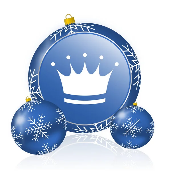 Crown Modrý Vánoční Koule Ikona — Stock fotografie