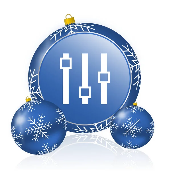 Slider Blue Christmas Balls Icon — Stock Photo, Image