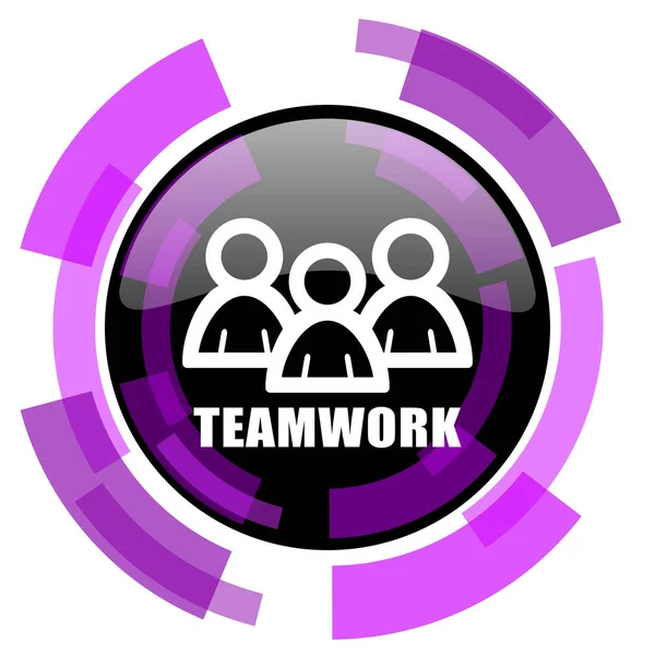 Teamwork Pink Violet Modern Design Vector Web Smartphone Icon Button — Stock Vector