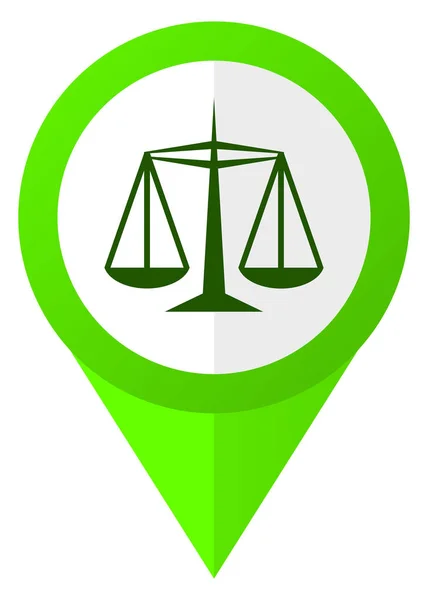 Gerechtigkeit grün flaches Design Zeiger Vektor-Symbol isoliert auf weißem Hintergrund — Stockvektor