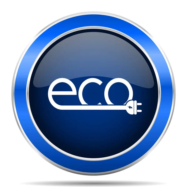 Eco Elektryczne Podłącz Wektor Ikona Niebieski Nowoczesny Srebrny Metaliczny Www — Wektor stockowy