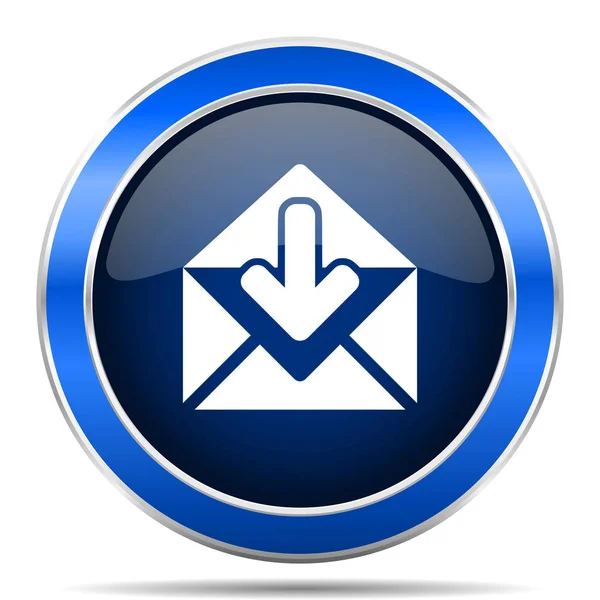 Icône Vectorielle Email Bouton Moderne Design Bleu Argent Métallisé Brillant — Image vectorielle