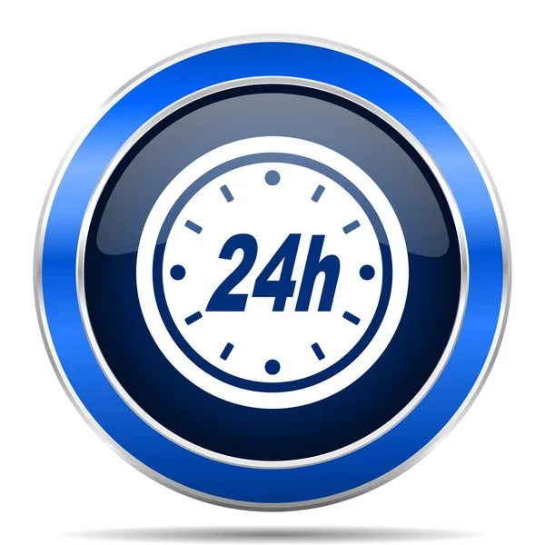 24H Vektorové Ikony Moderní Design Modré Stříbrné Kovové Lesklé Webové — Stockový vektor