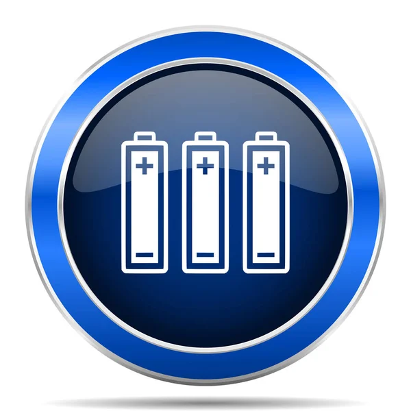 Battery Vector Icon Modern Design Blue Silver Metallic Glossy Web — Stock Vector