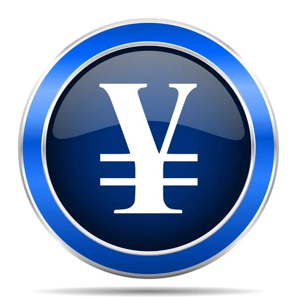 Yen Vector Icon Modern Design Blue Silver Metallic Glossy Web — Stock Vector