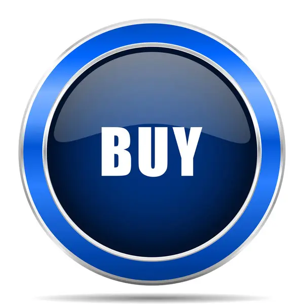 Comprar Icono Vector Diseño Moderno Azul Plateado Metálico Brillante Web — Vector de stock