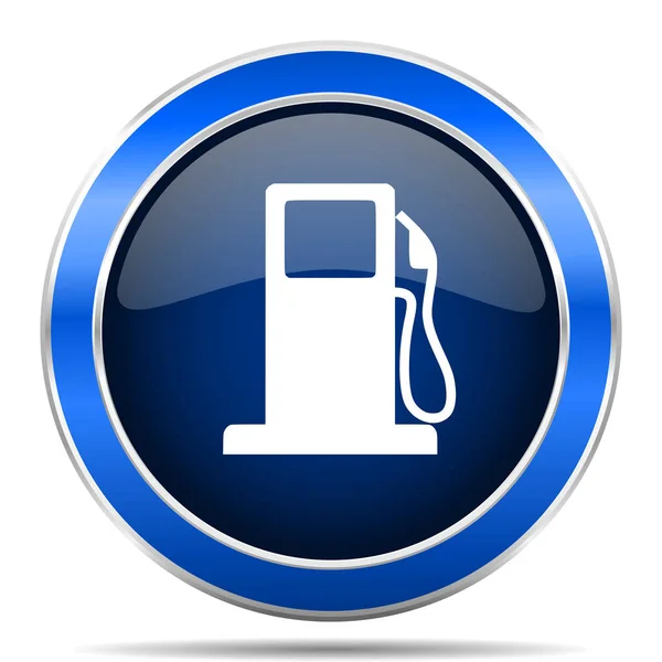 Benzin Vektor Ikonra Modern Design Kék Ezüst Metál Fényes Web — Stock Vector