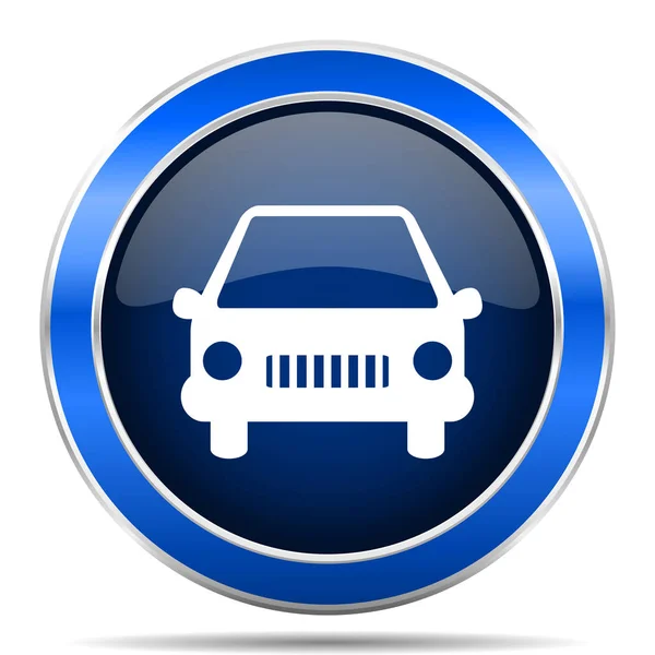 Auto Vector Pictogram Moderne Design Blauw Zilver Metallic Glanzende Web — Stockvector