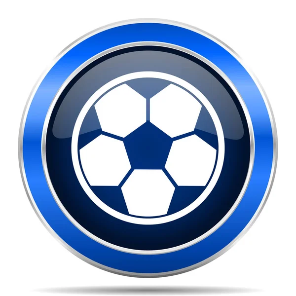 Icono Vector Fútbol Diseño Moderno Azul Plateado Metálico Brillante Web — Archivo Imágenes Vectoriales
