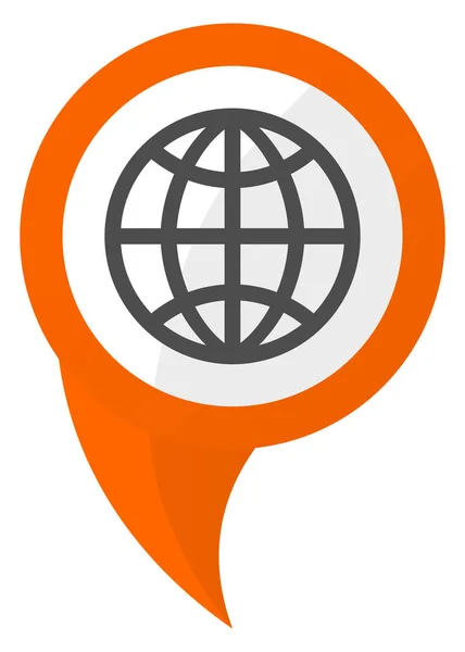 Erde Orange Pin Vektor Symbol — Stockvektor