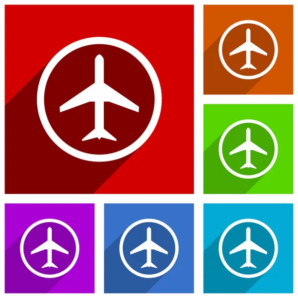 Plane Vector Icons Flat Design Colorful Illustrations Web Designers Mobile — Stock Vector
