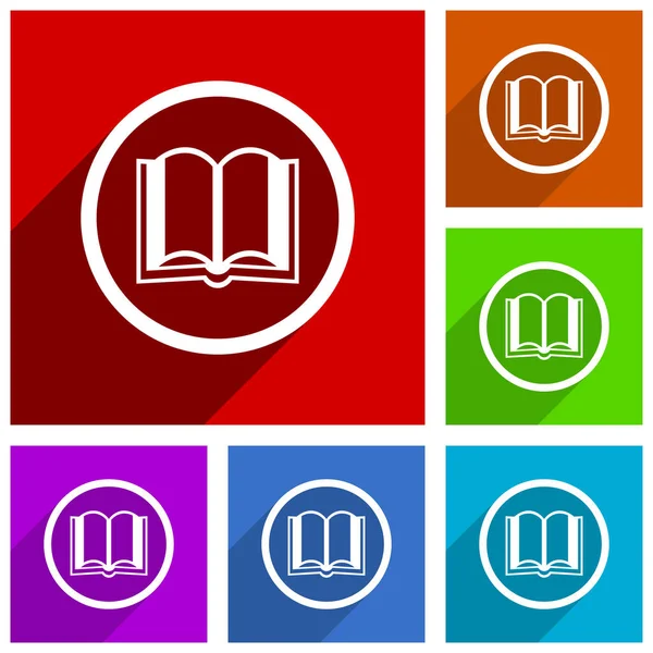 Book Vector Icons Flat Design Colorful Illustrations Web Designers Mobile — Stock Vector