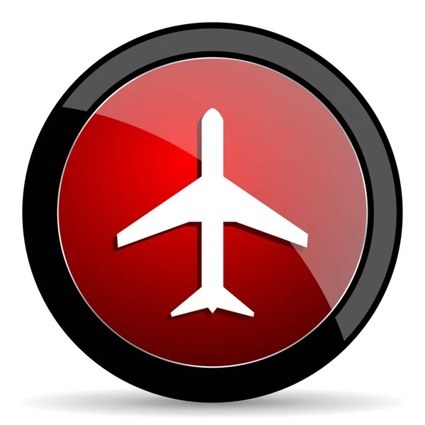 Αεροπλάνο εικονίδιο του φορέα. Μοντέρνος σχεδιασμός κόκκινο και μαύρο γυαλιστερό web και mobile εφαρμογών κουμπί σε eps 10 — Διανυσματικό Αρχείο