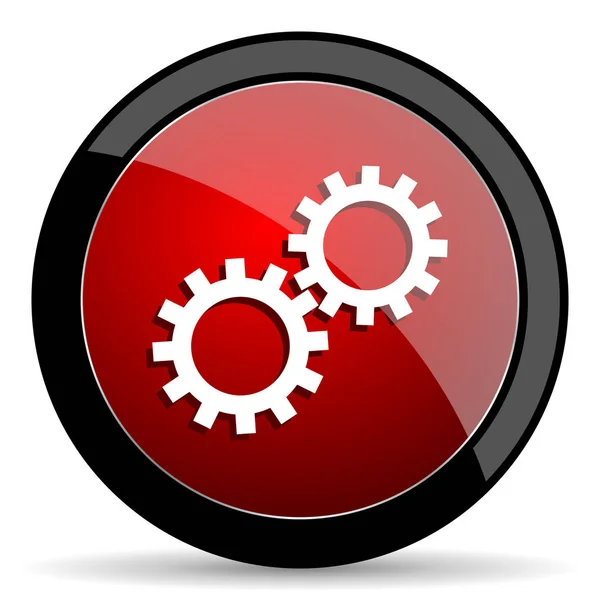 Gear vector icon. Modern design red and black glossy web and mobile applications button in eps 10 — Stock Vector