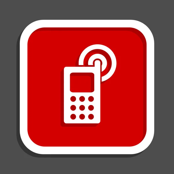 Vektorové ikony telefonu. Plochý design čtvercové internet červené tlačítko. — Stockový vektor
